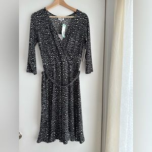 Leota Leopard Print Faux Wrap Dress